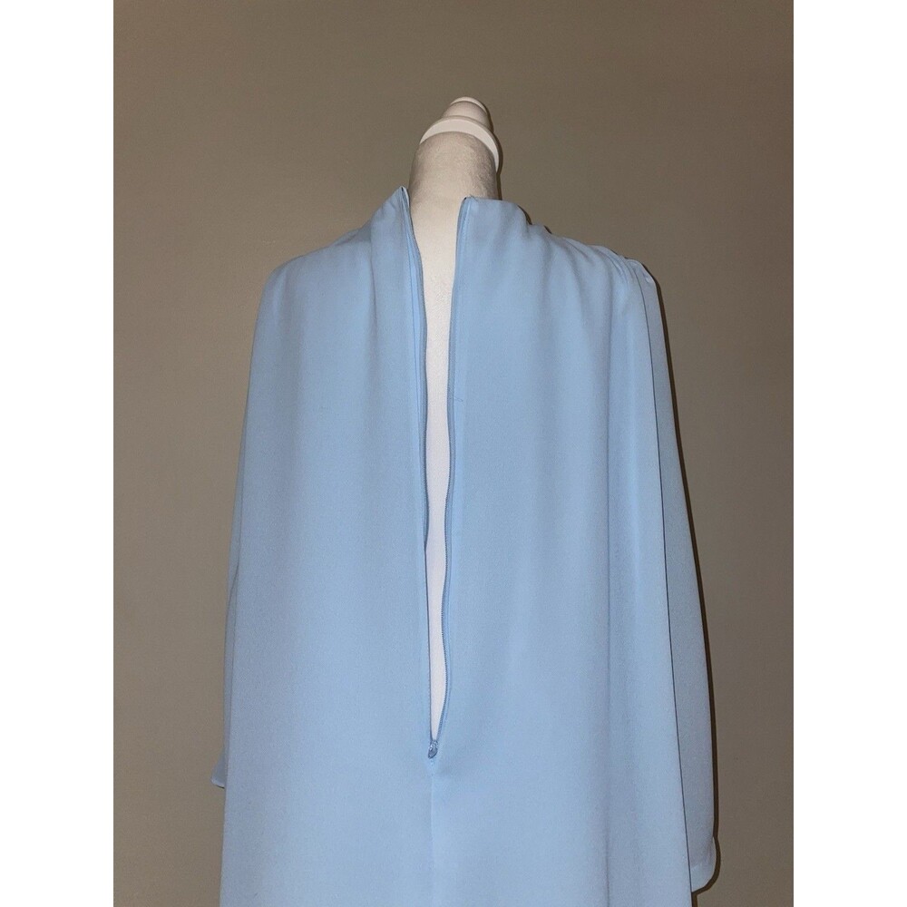 Jovani Light Blue Chiffon Capelet Gown Silver Lace Bodice Formal Size 14 - Picture 4 of 10